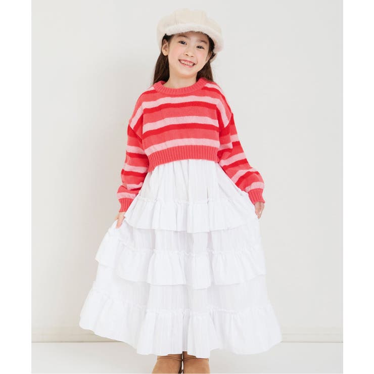 ピンク | 2Pニットフリルワンピース 洗濯機で洗える | F.O.Online Store