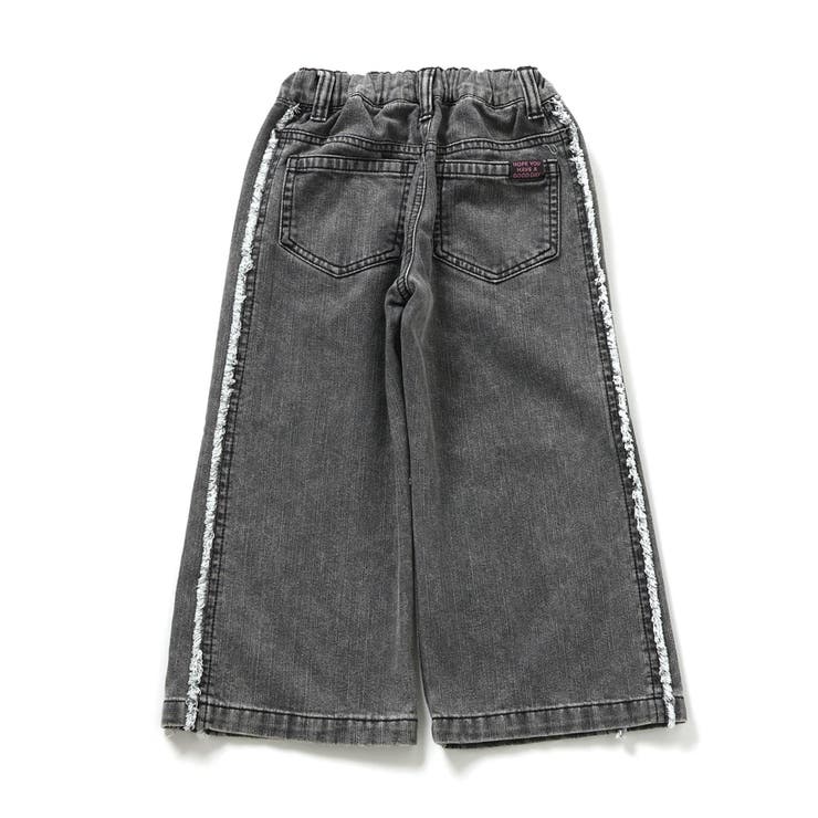 あったか】サイドフリンジバギーデニムパンツ 10分丈[品番