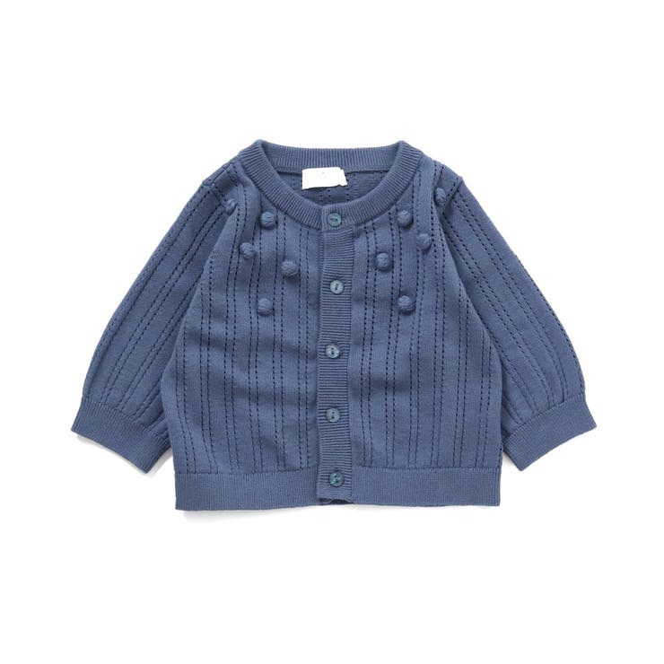 ブルー | 透かし編みポップコーンニットカーディガン | F.O.Online Store