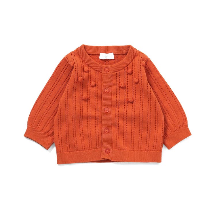オレンジ | 透かし編みポップコーンニットカーディガン | F.O.Online Store