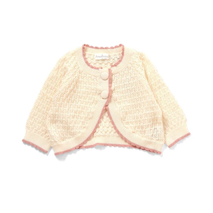 アイボリー | 透かし編み配色ニットカーディガン | F.O.Online Store