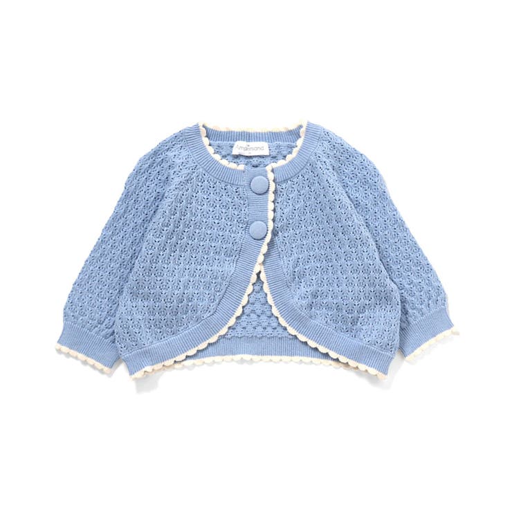 サックス | 透かし編み配色ニットカーディガン | F.O.Online Store