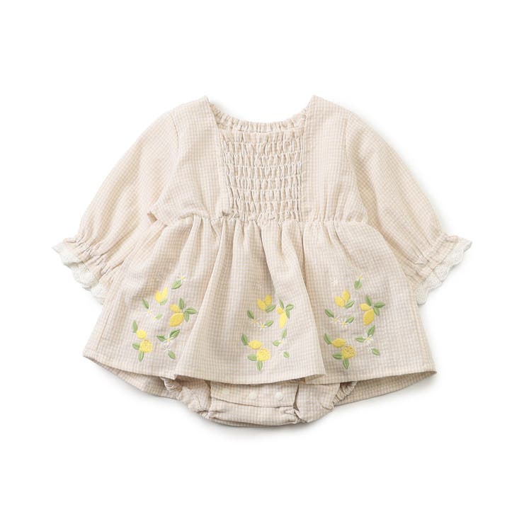 イエロー | フルーツ刺しゅうシャーリングデザインカバーオール | F.O.Online Store