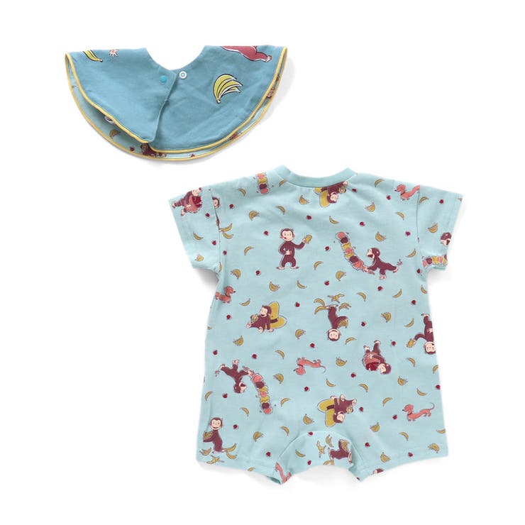 スタイ☆☆リバーシブル おさるさん おさるのジョージ スタイ/ロンパスセット[品番：FOKK0014934