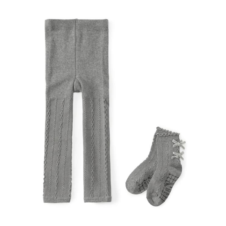 MaxMara グレー ケーブル編み レギンス ケーブル編みソックス付きレギンス[品番：FOKK0027791]｜F.O.Online
