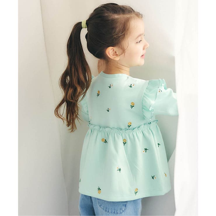 ミント | 総柄刺繍ペプラムフリルトップス | F.O.Online Store