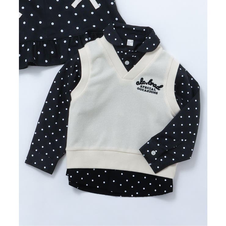 ブラック | 【リンク】ドットシャツ・リブベストセット | F.O.Online Store