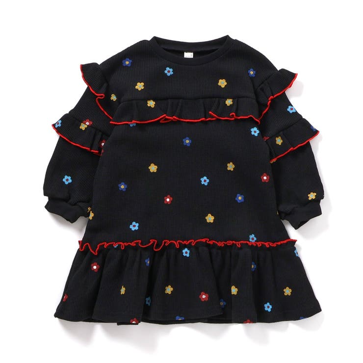 ブラック | ワッフルメニーフリルワンピース | F.O.Online Store