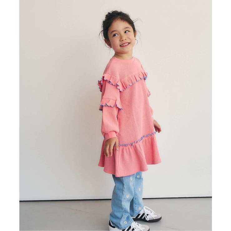 サーモンピンク | ワッフルメニーフリルワンピース | F.O.Online Store