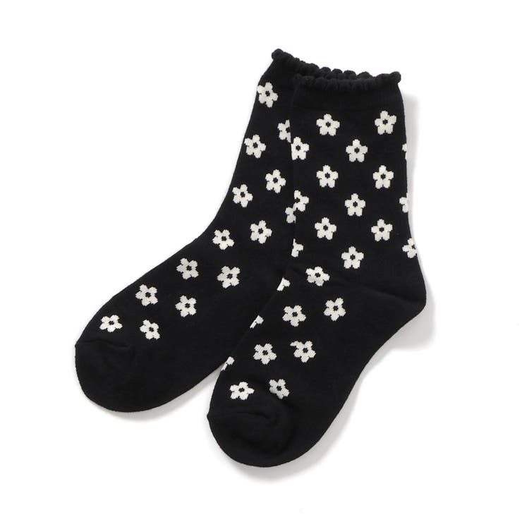 ブラック | お花・ハート・さくらんぼ柄ソックス | F.O.Online Store