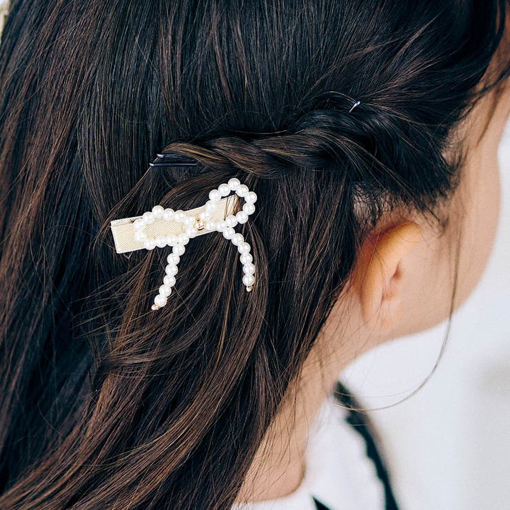 【Self-Portrait】お上品で大人気☆パールリボンヘアクリップ パールリボンヘアクリップセット[品番：FOKK0021841]｜F.O.
