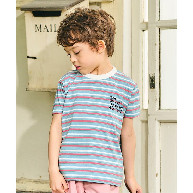サックス | ALCロゴボーダーTシャツ | F.O.Online Store