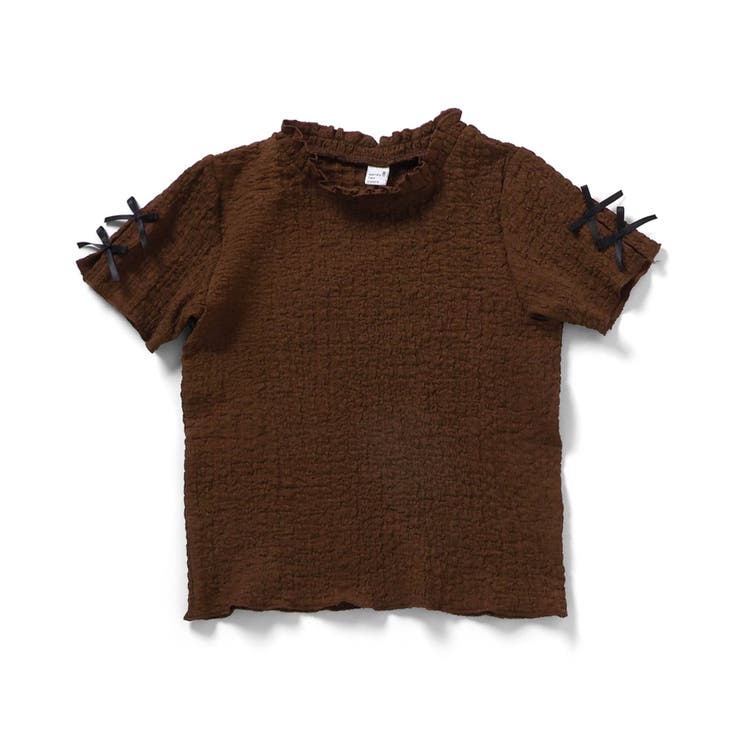 ブラウン | ぽこぽこジャガード袖リボンTシャツ  | F.O.Online Store