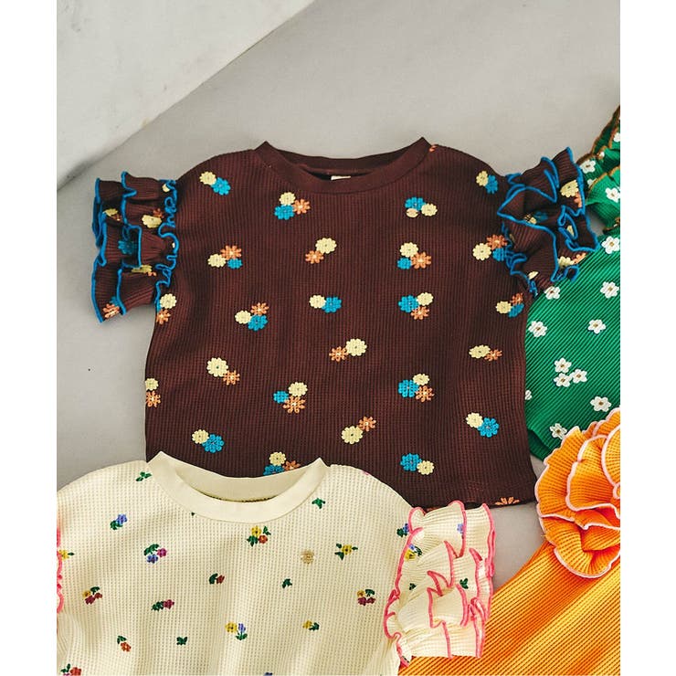 ブラウン | WEB限定 ワッフルフリルTシャツ | F.O.Online Store