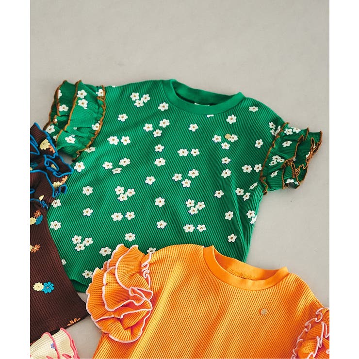 グリーン | WEB限定 ワッフルフリルTシャツ | F.O.Online Store