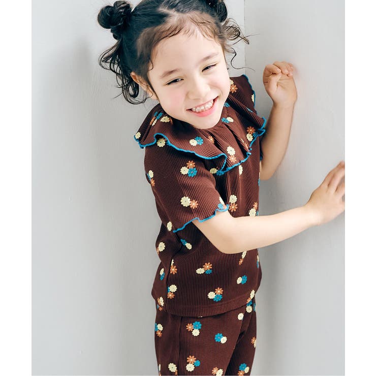 ブラウン | WEB限定 ワッフルフリル衿Tシャツ | F.O.Online Store