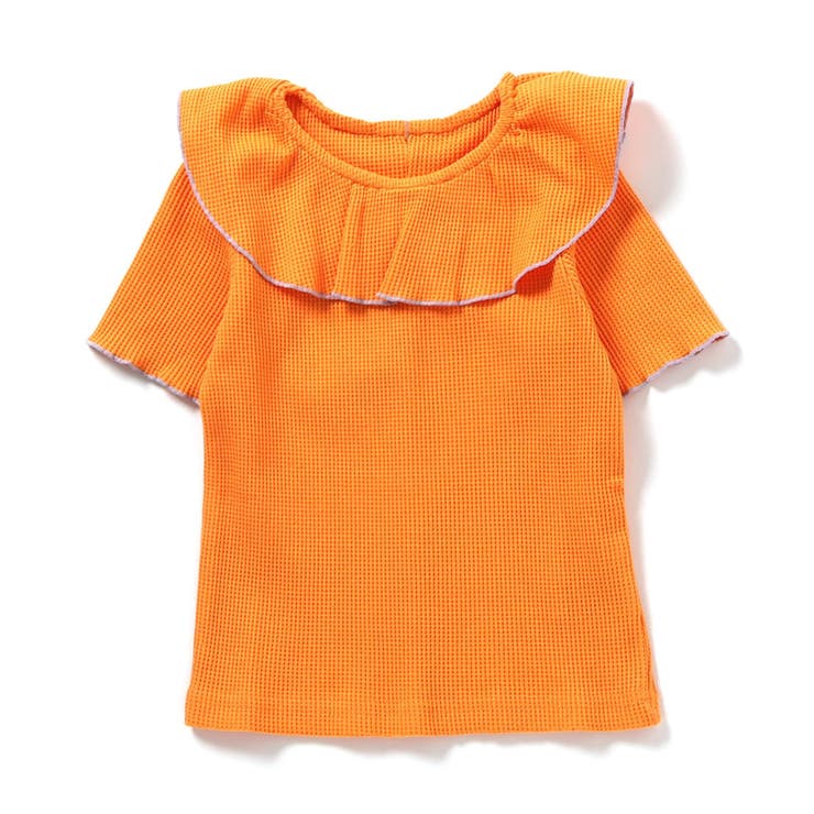オレンジ | WEB限定 ワッフルフリル衿Tシャツ | F.O.Online Store