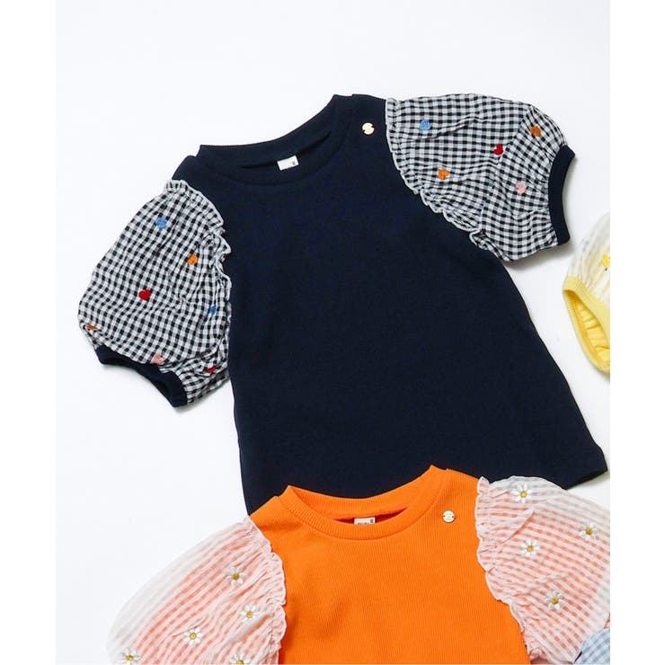 ネイビーブルー | 袖刺繍シアースリーブTシャツ | F.O.Online Store