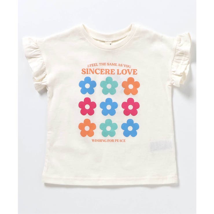 オフホワイト | WEB限定 ハート・フラワーアップリケフリルTシャツ | F.O.Online Store