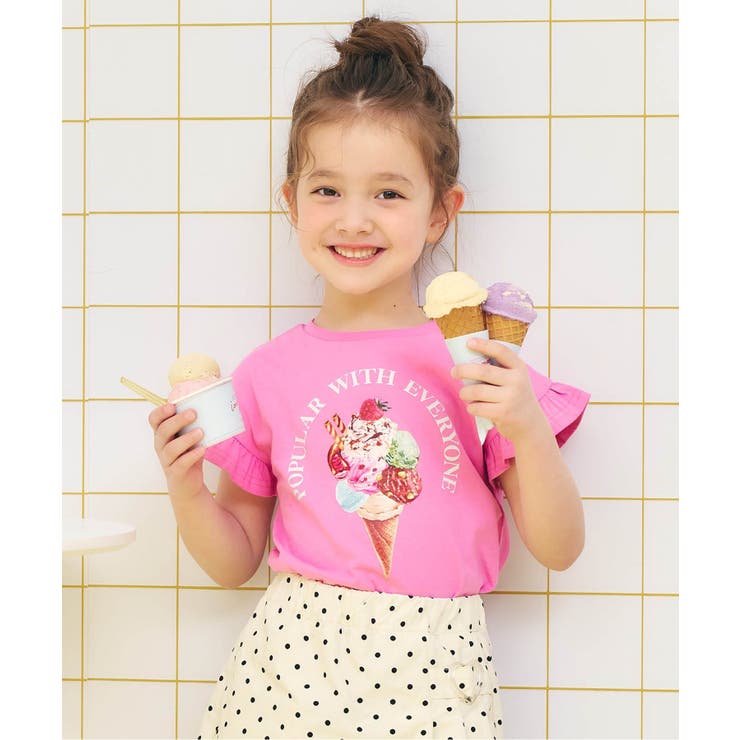 ピンク | WEB限定 ハート・フラワーアップリケフリルTシャツ | F.O.Online Store