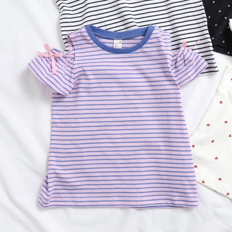 ピンク | WEB限定 ドット・ハート・ボーダー オフショルTシャツ | F.O.Online Store
