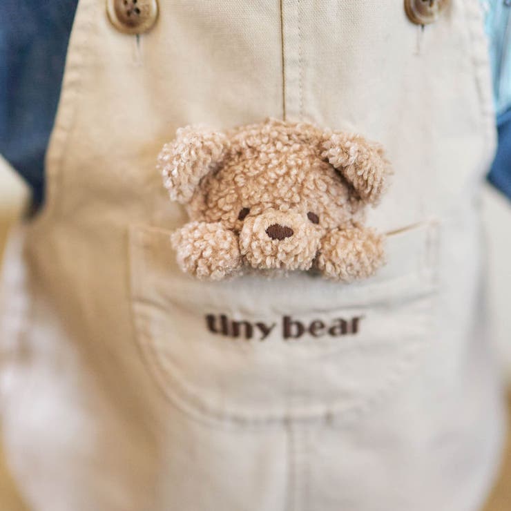 tiny bear モチーフ付きサロペット 10分丈