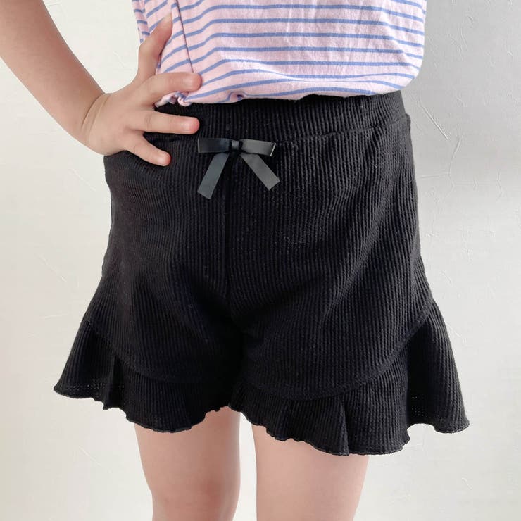 WEB限定 ワッフルフリルショートパンツ ショート丈[品番
