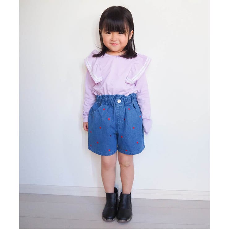 デイジー・ハート刺繍ショートパンツ ショート丈[品番：FOKK0018810