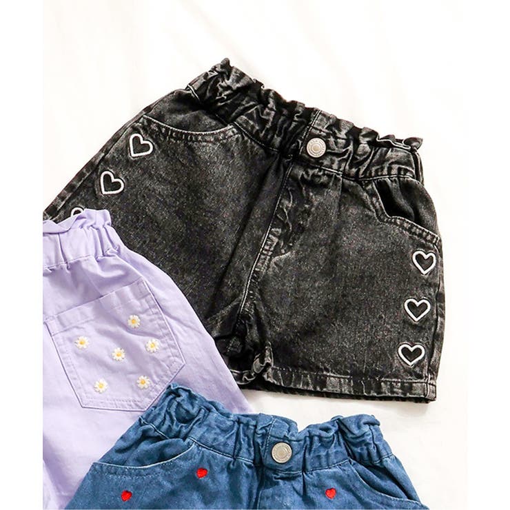 デイジー・ハート刺繍ショートパンツ ショート丈[品番