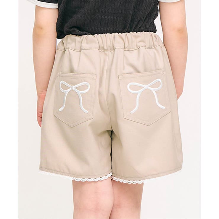 ベージュ | リボン刺繍タックハーフパンツ  ショート丈 | F.O.Online Store