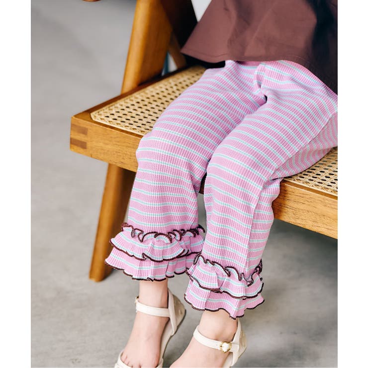 ボーダー柄 | WEB限定 ワッフルフリルレギンス  10分丈 | F.O.Online Store