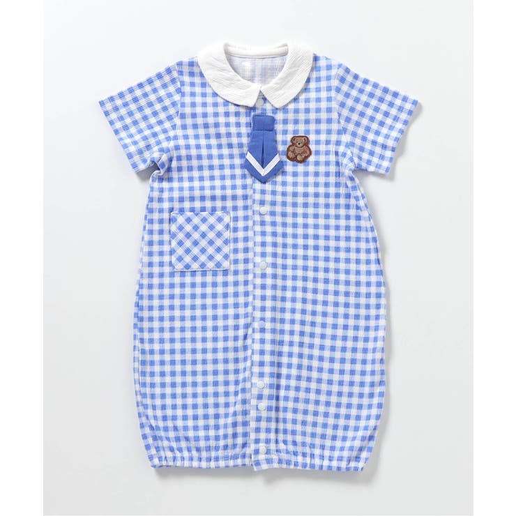 サックス | くま刺繍ネクタイ付き2WAYオール | F.O.Online Store