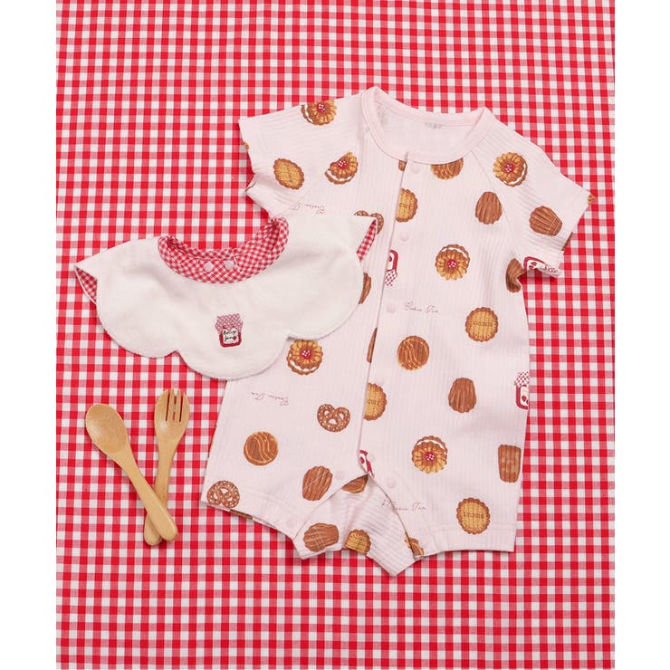 ピンク | 【リンク】3時のおやつ柄スタイ&ロンパス セット | F.O.Online Store