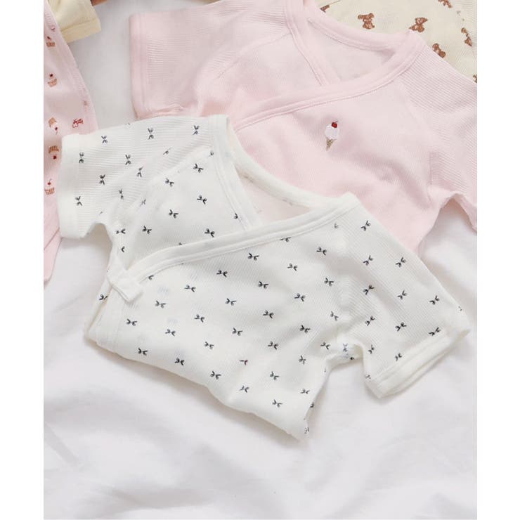 オフホワイト | ベビー半袖リブボディ肌着 ワンポイント・総柄 | F.O.Online Store