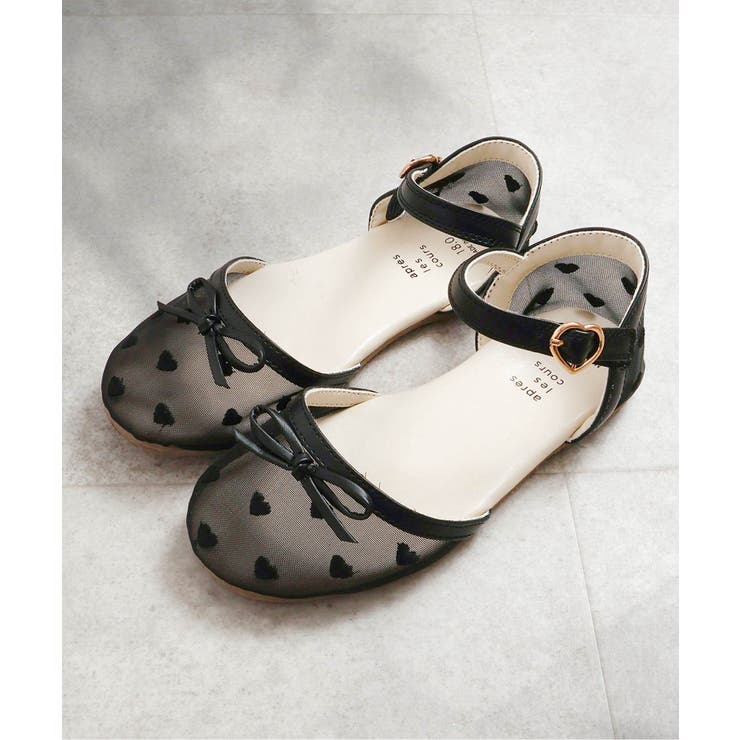 ブラック | ハート刺繍メッシュサンダル | F.O.Online Store