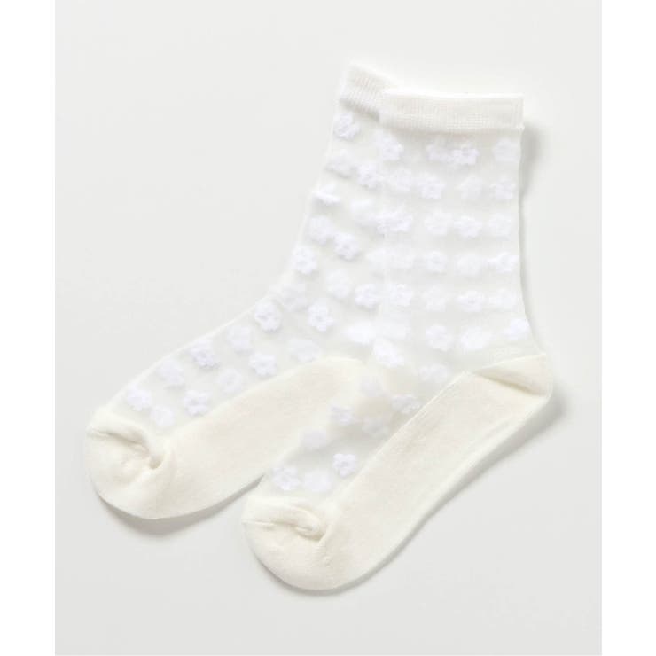 オフホワイト | ハート・花柄シアーソックス | F.O.Online Store