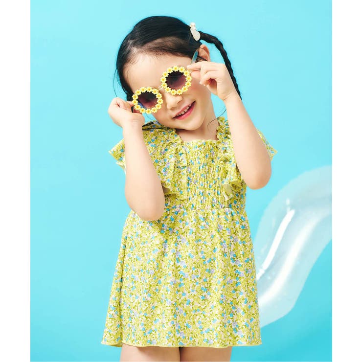 イエロー | 【UVカット】シャーリングフリルワンピース水着 ＿ | F.O.Online Store