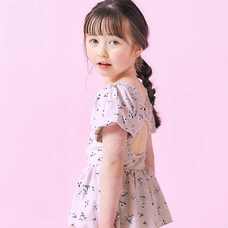 ナチュラル花柄バックリボンワンピース水着[品番：FOKK0015112