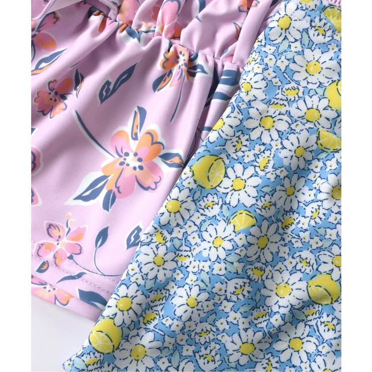 レモン・花柄シャーリングセパレート水着_UVカット[品番