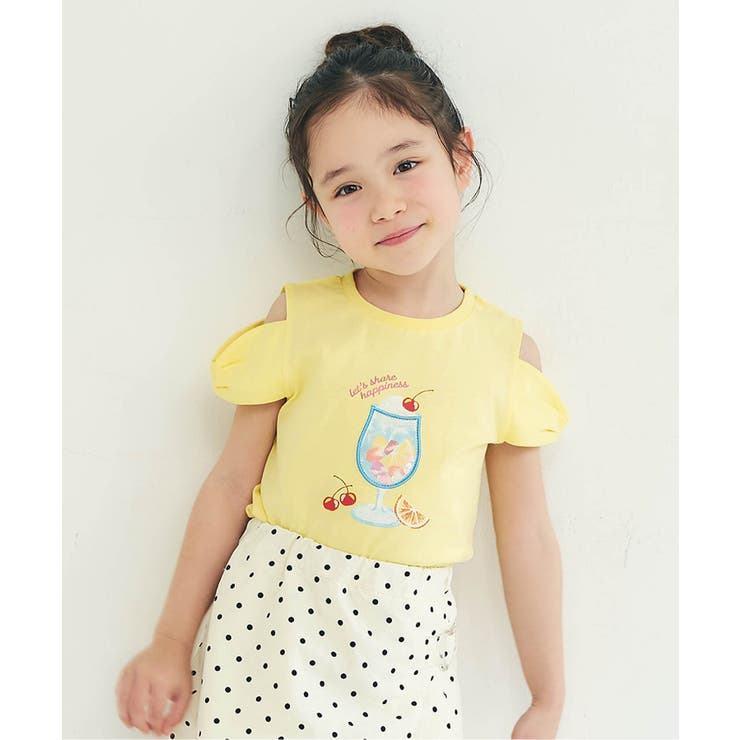 イエロー | リボンオフショルサマーモチーフTシャツ | F.O.Online Store