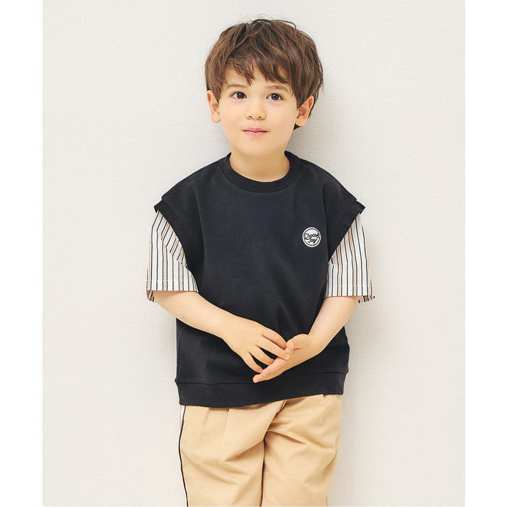ストライプ柄 | 【リンク】ベストレイヤードドッキングトップス  接触冷感 | F.O.Online Store