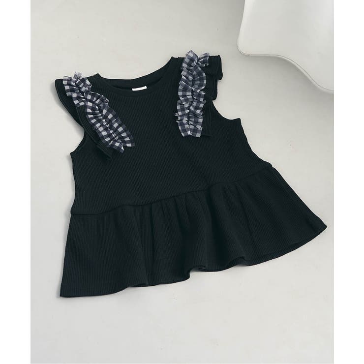 ブラック | WEB限定 ワッフルフリルチュールトップス | F.O.Online Store