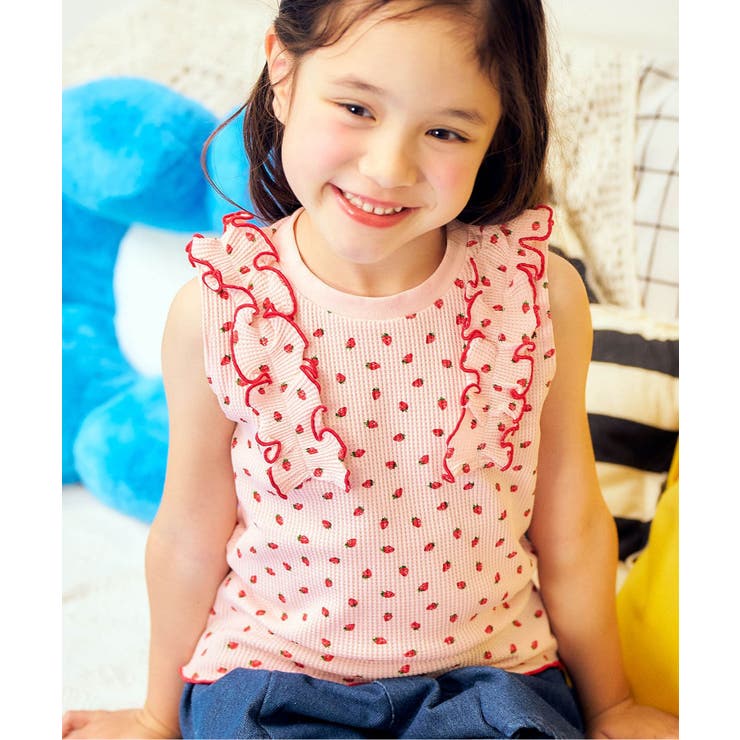 ピンク | ノースリーブワッフルフリルTシャツ | F.O.Online Store