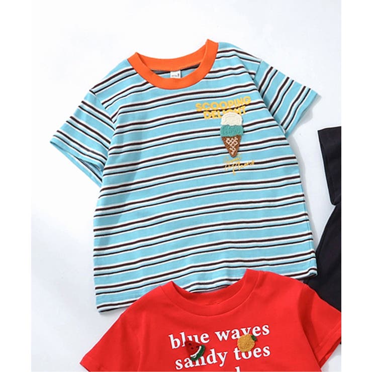 ボーダー柄 | バラエティかぎ針モチーフTシャツ | F.O.Online Store