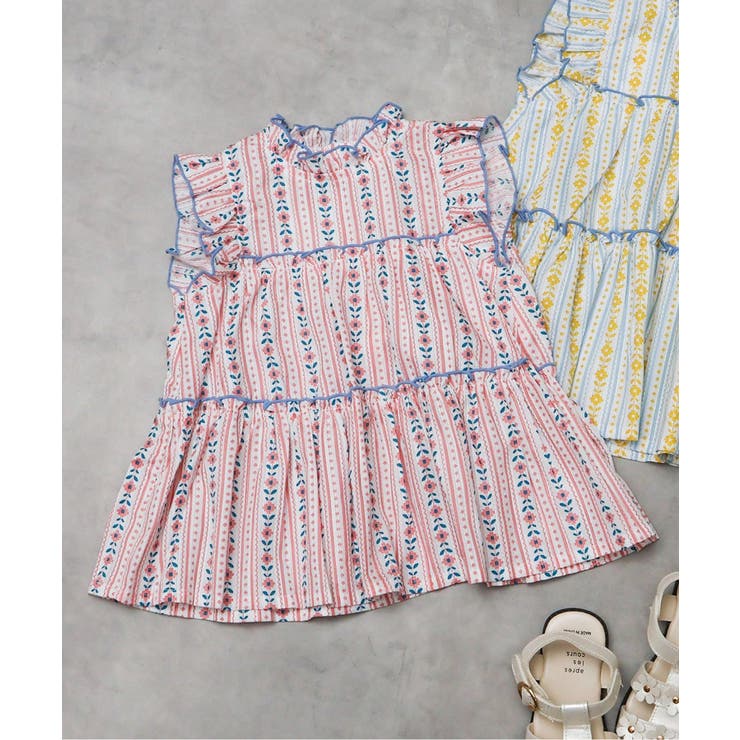 ピンク | ノースリーブティアードフリルチュニック | F.O.Online Store