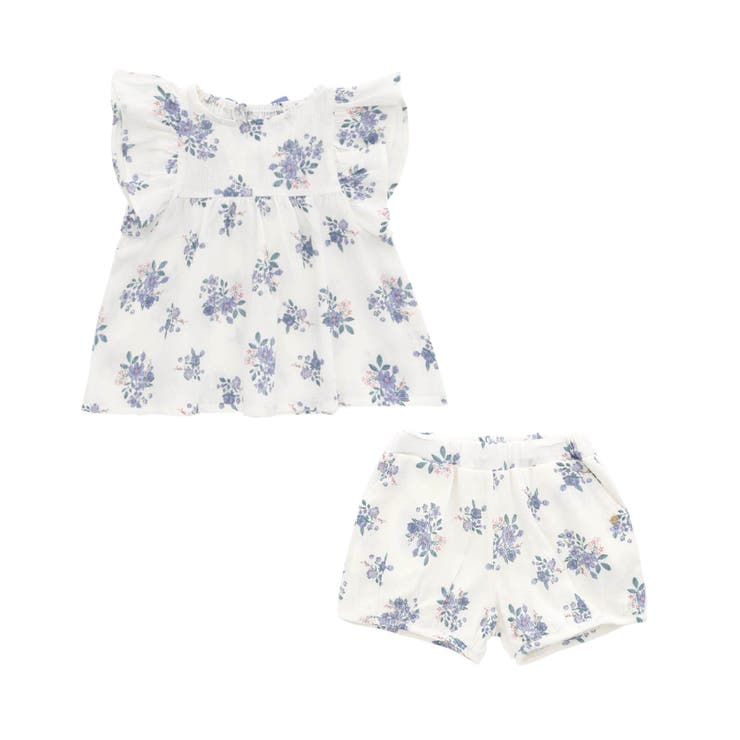 花柄 | ドット・ボタニカル柄ラッフルセットアップ  ショート丈 | F.O.Online Store