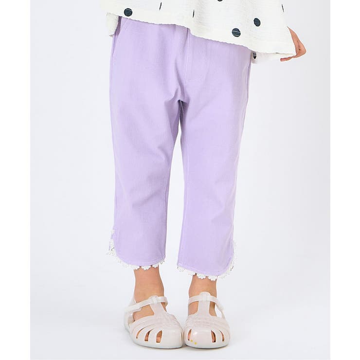 アミティエ amitie 裾レースパンツ 紫 ひんやり裾レースパンツ｜7days Style pants 8分丈[品番：FOKK0019301