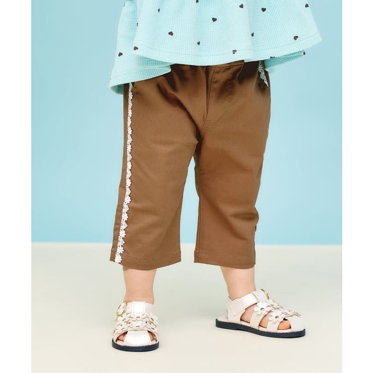 キャメル | ひんやりサイドレースクロップドパンツ  8分丈 接触冷感 | F.O.Online Store
