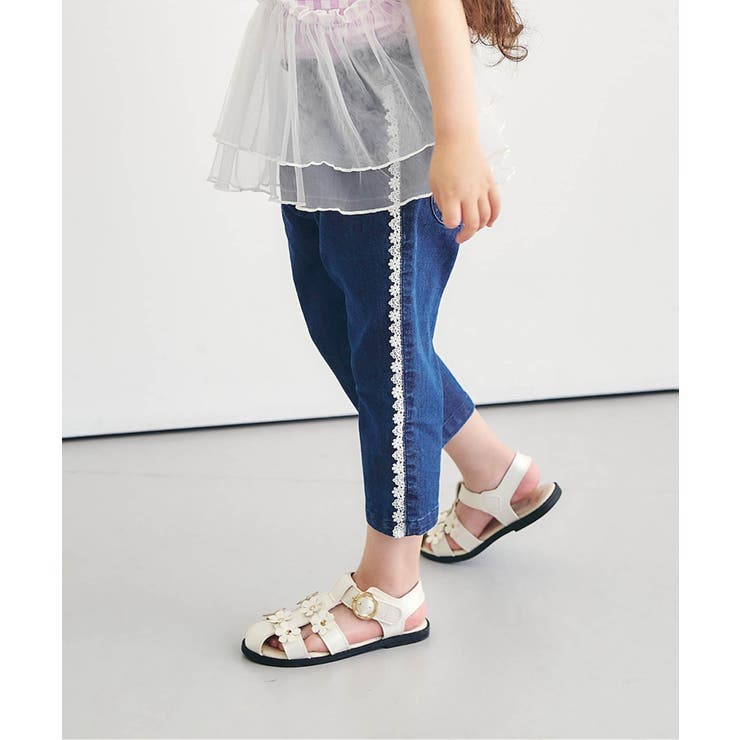 デニム | ひんやりサイドレースクロップドパンツ  8分丈 接触冷感 | F.O.Online Store