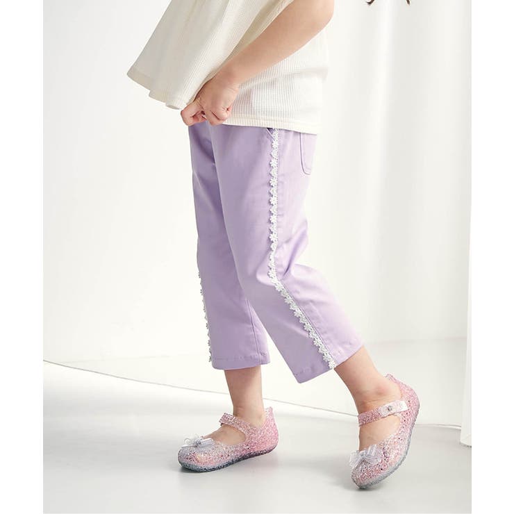 ラベンダー | ひんやりサイドレースクロップドパンツ  8分丈 接触冷感 | F.O.Online Store